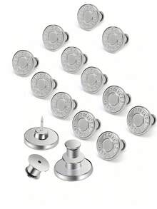 2/4/6 Stück Jeans Ersatz Knöpfe, Silber Buchstaben Taille Knöpfe, multifunktionale abnehmbare Turm Knöpfe für Jeans und Röcke, Größenanpassung ohne Nähen