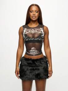 SUMWON WOMEN Halloween Faux Fur Mini Skirt Club Party Wear Winter Fashion Festival Clubwear Fluffy Mini Skirt With Furry Design - Black - View 5