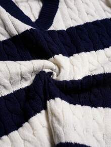 Louniche 双色粗针织落肩毛衣，长袖上衣