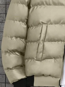EURMUSE Giacca casual da uomo con cappuccio e chiusura a chiusura lampo, manica lunga, tasche, in velluto pied de poule - Cammello - Visualizzare 5