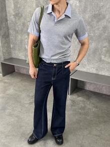 ESTAVOR Men's Casual Loose Flared Faux Leather Pants - Black - View 5