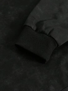 Manfinity EMRG Sudadera con capucha con efecto lavado ácido y gráfico de letras para hombres, sudadera con capucha negra con gráfico, Milano Italia - Negro - Ver 3