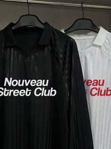 Manfinity Dauomo T-shirt décontracté ample à manches longues raglan avec slogan pour hommes - Multicolore - Voir 3