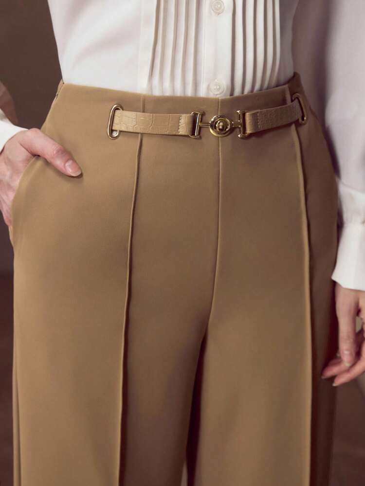 PINTUCK METAL DECOR SUIT PANTS