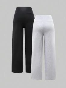 Sparklyn 2pcs/Set Teen Girl Casual All-Match Versatile Daily Wear & School Loose Waist Straight Leg Sweatpants, Autumn/Winter Fall