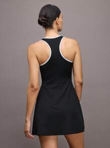 Activina 女式字母印花装饰无袖运动连衣裙 - 黑色 - 查看 2