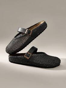 Solecia Spring/Autumn New Thick Sole Slip-On Mule Shoes, Closed Toe Women Shoes