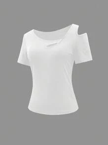 Camiseta de manga corta básica para mujer, de moda para el verano