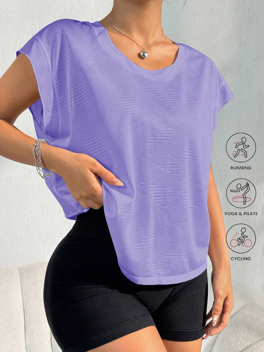 Dewbera Loose Women Yoga Outerwear Running Fitness Sports T-Shirt Tank Top - Purple - View 1