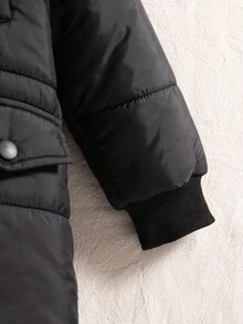 Genkimix Kids معطف بارك بسيط وأنيق مع غطاء رأس طويل وسحاب أمامي وأساور مرنة وجيوب قطعة واحدة للشتاء للأولاد، سميك ودافئ