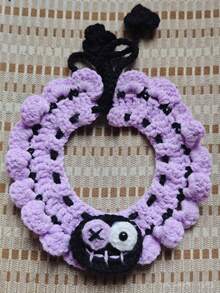 PETSIN 1PC Handmade Crochet Halloween Pet Bandana Cat Bib Adjustable Soft Yarn Pumpkin Ghost Bat Cute Spooky Party Costume Accessory Gift For Cats Kittens - Multicolor - View 6