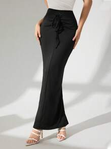 Modelyn تنورة كاجوال حفلات مصممة بسحاب للنساء، أزياء عصرية، كاجوال، وملابس رياضية للخريف. تنانير الخريف. قماش مطاطي فائق المطاطية مريح وناعم، مثالي لقمصان النساء. بنطلونات للعودة إلى المدرسة. - الأسود - مشاهدة 5