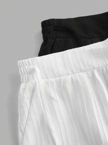 SHEIN Essnce 2 chiếc quần ống đứng thoải mái, đa năng, tối giản, thoải mái, có dây rút dành cho nữ, thích hợp mặc khi trở lại trường, đi sân bay, dạo phố - Nhiều màu - Xem 5