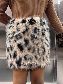 SHEIN 青少年女孩猎豹印花蓬松迷你裙，豹纹短裙 Y2K - 彩色 - 查看 2