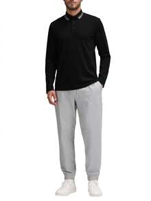 Hugo Boss Áo thun nam cổ polo sọc dài tay thường ngày đa năng - 015 Than củi - Xem 3