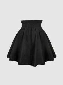 SHEIN MOD 大码女式高腰 A 字裙，带仿珍珠纽扣，复古宫廷风格，适合学校、约会、派对、节日、茶会、生日场合、夏季、复活节、狂欢节、音乐会、早午餐、商务休闲 - 黑色 - 查看 2