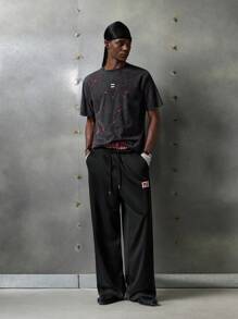 NEON BLANC Men's Street Fashion Loose Knit Black Sweatpants - Black - View 6