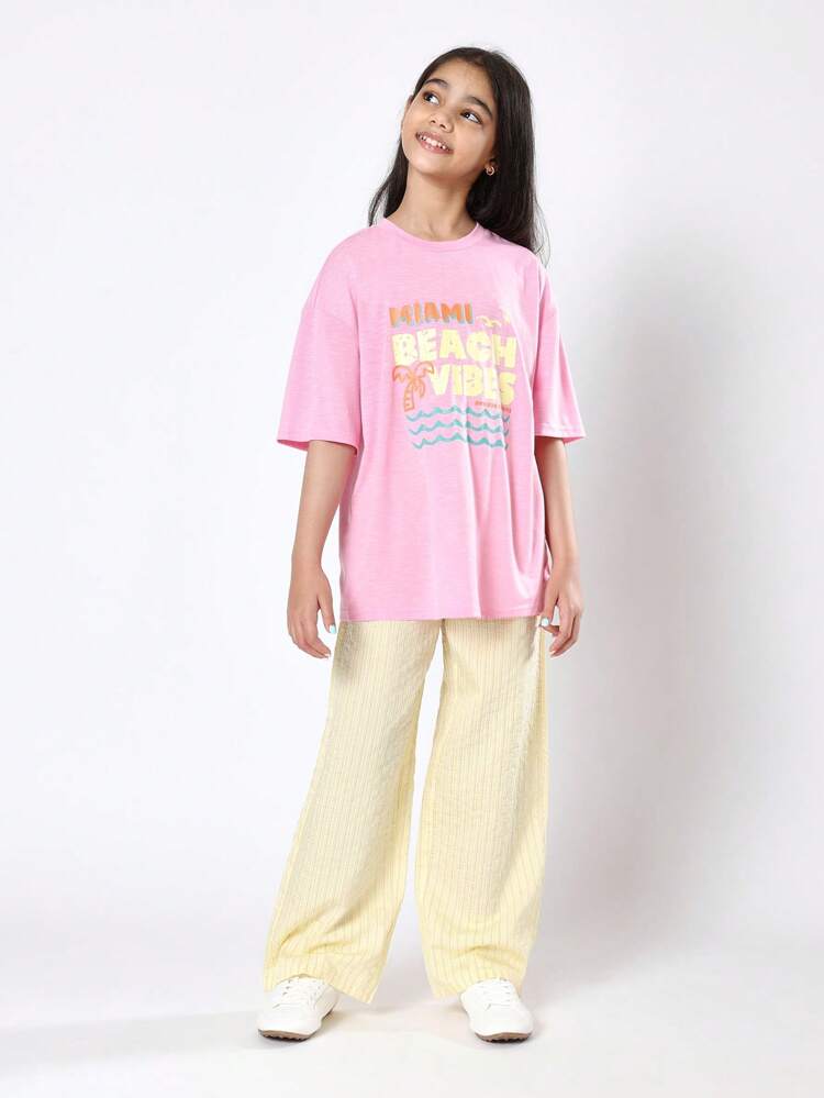Graphic T-Shirt With Wide Leg Pants Set