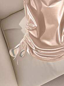 Franclia Women's Casual All-Match Solid Color Drawstring Hem Camisole Top