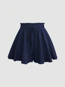 EMERY ROSE Shorts femme de couleur unie, style minimaliste à la mode, convient pour l'été - Bleu marine - Voir 3