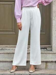 EMERY ROSE Pantalones blancos de oficina de estilo francés elegante para mujer - Blanco - Ver 4