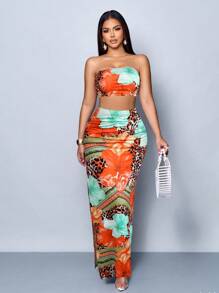SOLERSUN Body moulant élégant à imprimé numérique intégral, frisé et extensible, tenue sexy de fête et de vacances