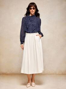 House of One High Neck Long Sleeve Tie Neck Casual Top With Bowknot Old Money Fall Clothes Fall Outfits Business Professional Women Business Casual Woman