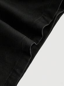 SHEIN MOD Women's Casual Minimalist Metal Buckle Decoration Black Shorts, Versatile For Commuting - Black - View 5