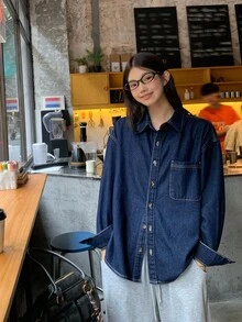 DAZY Women's Loose Casual Denim Jacket And Coat, Spring/Autumn - Blue - View 6