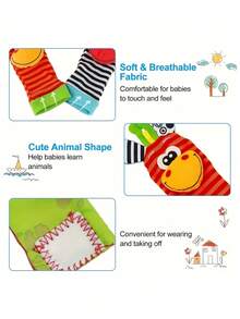 2 Or 4 Pcs Soft Material Wrist Rattle Foot Finder Sensory Stimulation Toys Colorful Halloween Themed Sock Toys Set For Festive Play Fun Rattle Socks Gift Sensory Playtime Activity Novelty Item Holiday Celebration Soft Fabric Entertainment