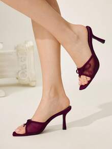 CUCCOO CHICEST 女士金色带方头高跟凉鞋 - 酒紅色 - 查看 6