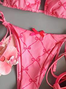 Swim Vcay 1 pieza Traje de baño tankini con escote halter y Bottom tipo bikini - Rosa - Ver 4