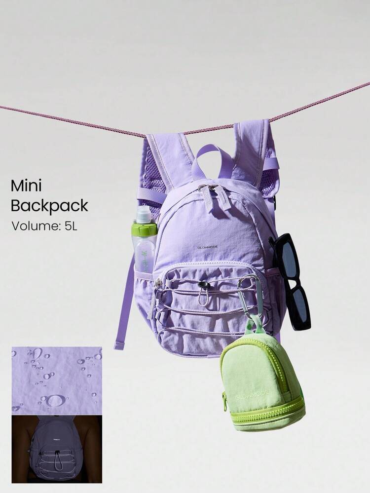 Mochila pequeña de 5L con bolsillos exteriores laterales, tirantes reflectantes ajustables para uso diario y casual