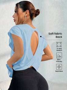 Sovereign Charm Áo khoác ngoài tập yoga chạy bộ thể thao rộng rãi cho nữ - Màu xanh lam - Xem 2