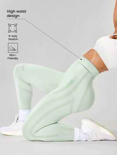 Seamluxe SHEIN Sport Mallas cortas de cintura alta elásticas para mujeres en tela suave verde ideal para entrenamientos, mallas sin costuras, mallas de entrenamiento para mujeres de cintura alta, mallas de control de abdomen, pantalones de yoga