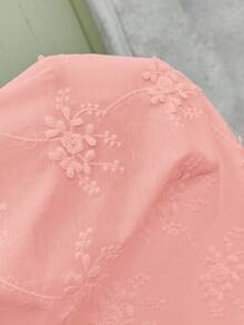 SHEIN Clasi Kemeja Kasual Musim Panas Wanita Warna Polos dengan Bordir Tiga Dimensi dan Ikatan Depan - Dusty Pink - View 8