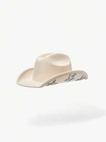 SHEIN ICON 时尚复古西式亮片星星牛仔帽 - 米色 - 查看 8