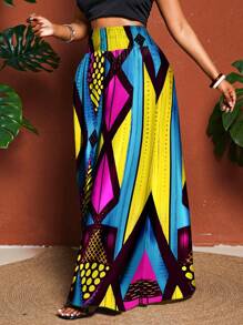 Maweii 这款女士加大码梭织舒适阔腿裤，采用红色、黑色、黄色和白色数码印花图案，性感优雅，是打造轻松假日造型的完美之选。适合各种场合，例如节日、新年、圣诞节、感恩节、毕业季、情人节、返校季和派对。 - 彩色 - 查看 4