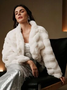 Anewsta Women's Elegant Loose Long Sleeve Shawl, Suitable For Christmas, New Year, Party, Autumn/Winter - White - View 7