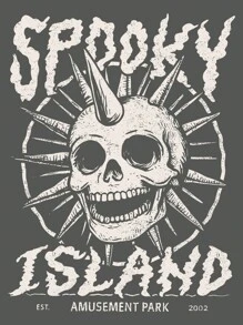 SHEIN LUNE Plus Size Casual Skull & Letter Print T-Shirt, Summer - Dark Grey - View 3