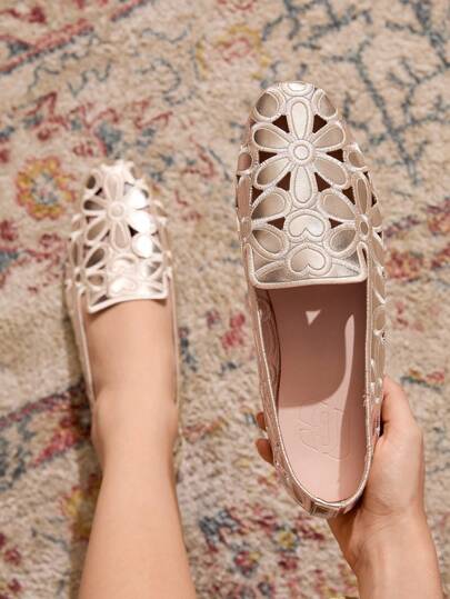 CUCCOO TILAWA Mocasines cómodos y casuales de mujer con bordado hueco, adecuados para ir al trabajo y de compras