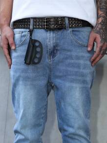 Manfinity EMRG 男士浅色水洗阔腿喇叭牛仔裤，拉链细节设计，适合休闲穿着 男士浅色水洗牛仔裤 - 淺色水洗藍 - 查看 3