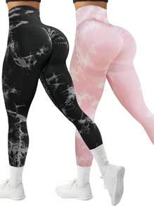 Easithlete Sport Studio 女式高腰无缝修身紧身裤 - 弹性柔软透气四向弹力紧身裤，适合跑步、骑行、瑜伽、泡菜球运动、休闲 - 彩色 - 查看 1