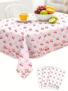 SHEIN 1 pieza de mantel con lazo de color rosa y cereza, decoración de cumpleaños en degradado rosa, mantel desechable con lazo, adecuado para fiestas de cumpleaños, bautizos, bodas y manteles de novia - Multicolor - Ver 7