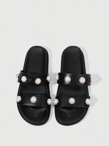 HighSole Sandales plates décontractées et polyvalentes pour femmes à bout ouvert