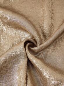 Ellevyn 女士圆领灯笼袖长袖金属涂层面料金色束腰 A 字优雅日常、派对、聚会中长连衣裙，秋冬 - 金色 - 查看 5