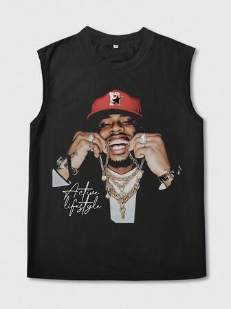 Street Life Canotta con stampa di ritratto per ragazzo adolescente, adatta per uso quotidiano in primavera/estate