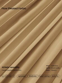 GLOWMODE 凉爽舒适，收腹提臀，无缝腰部褶裥裙，内置短裤，侧边口袋，防滑手柄，适合网球、高尔夫、健身房和日常休闲穿着。 - 駝色 - 查看 6