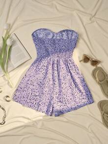 小碎花印花扭纹前筒连体衣 - 彩色 - 查看 2