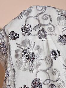 Amorya Women's New Elegant High-End Beaded Embroidery Round Neck H-Line Dress, Suitable For Various Figures, Short Style, Suitable For Party, Daily, Afternoon Tea And Multiple Occasions Sequin Dress Mini Dress Cocktail Dress Party Dress Sequin Dress For Women Christmas